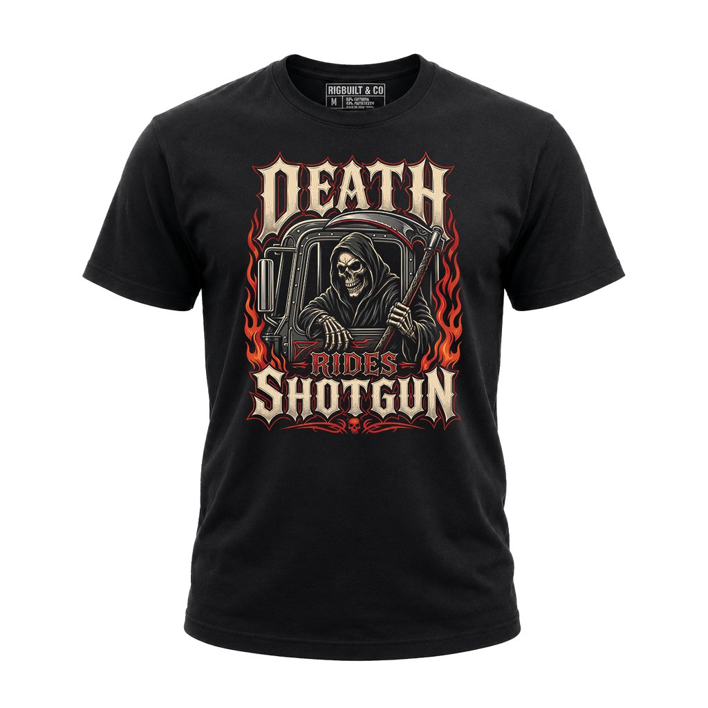 Death Rides Shotgun – Tee Front