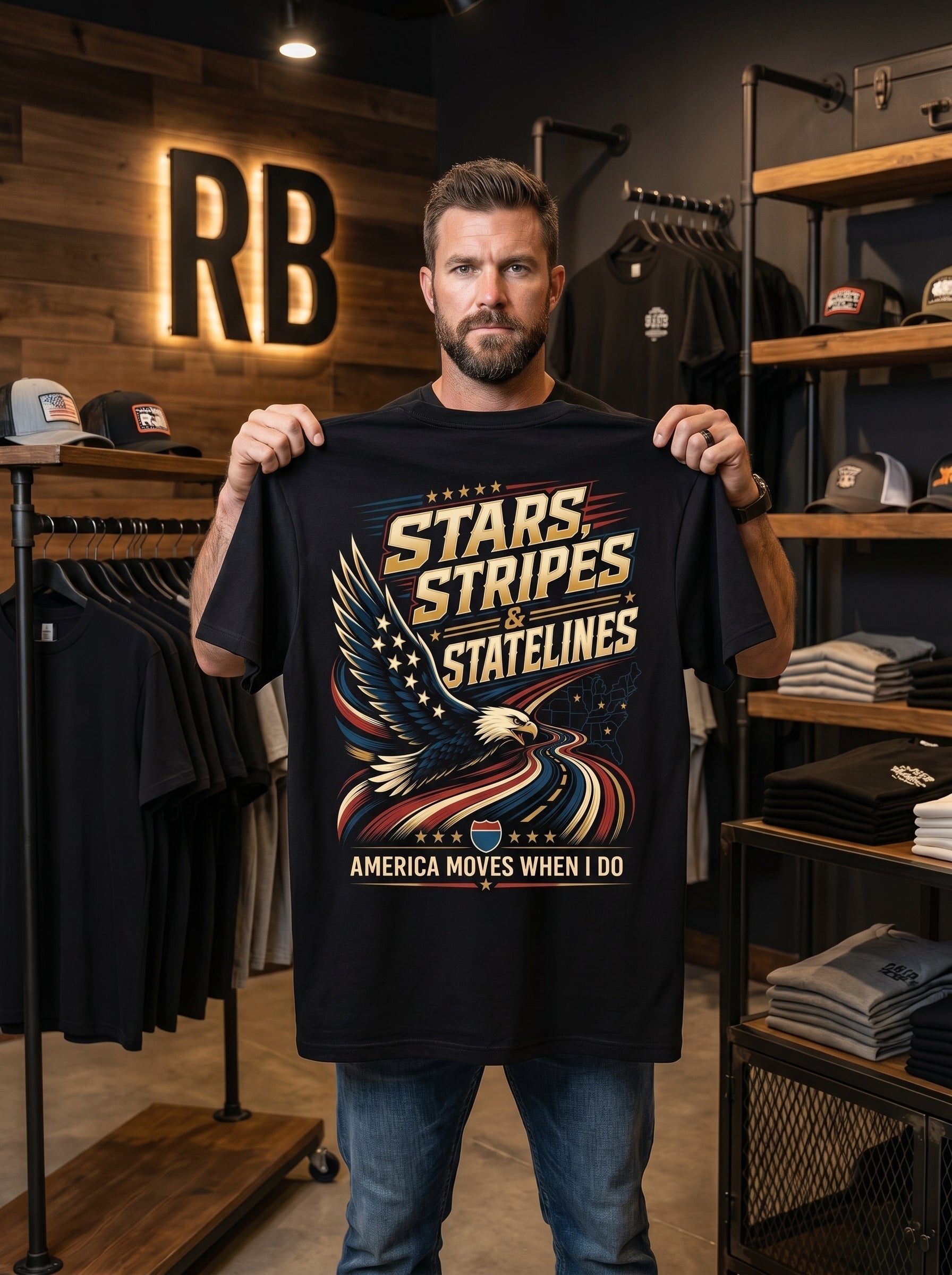 Stars, Stripes & State Lines V2 - Tee Back