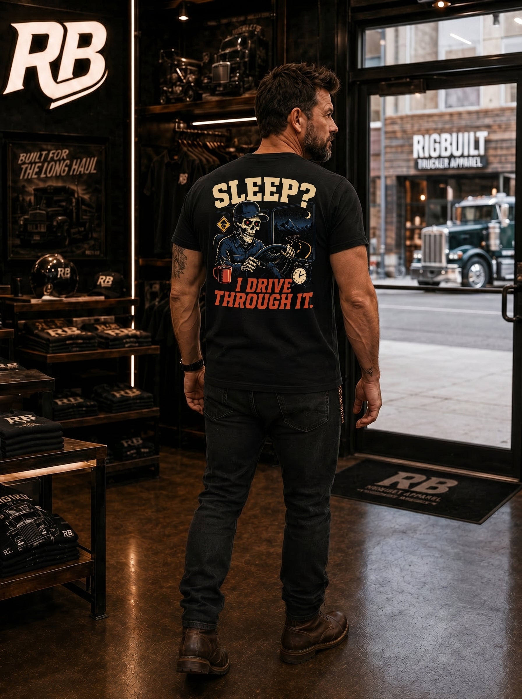 Sleep? I Drive Through It - Tee Front Back