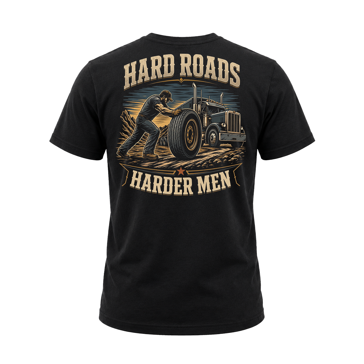 Hard Roads Harder Men – Tee Front Back