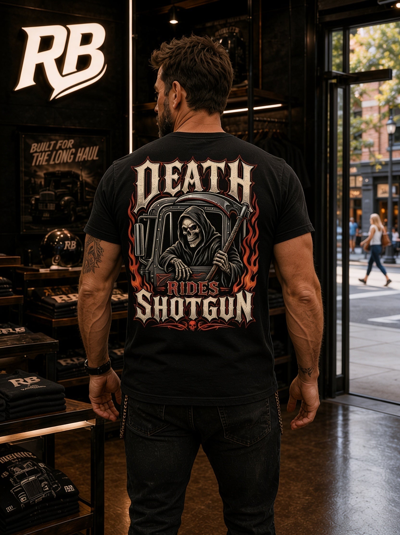 Death Rides Shotgun – Tee Front Back