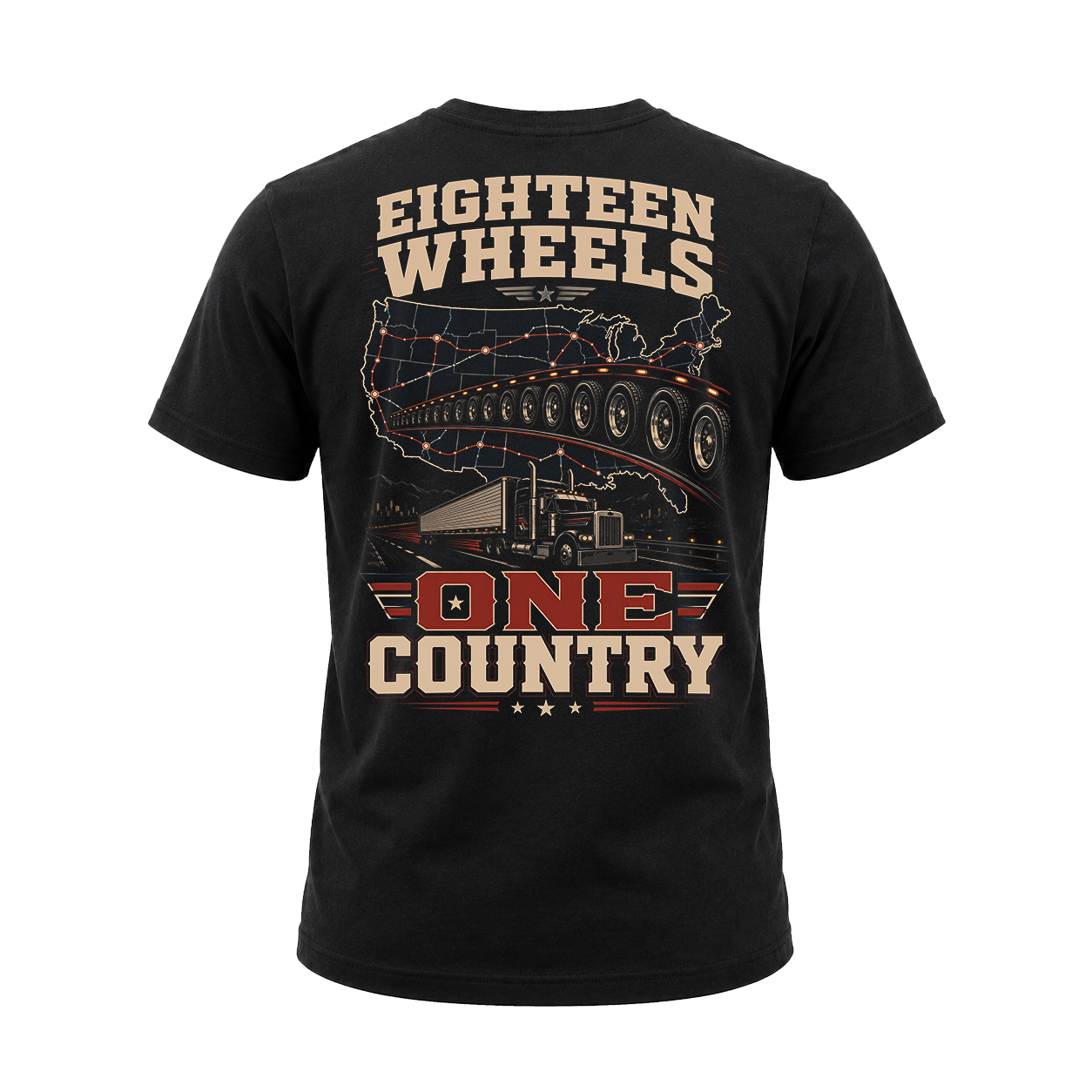 Eighteen Wheels One Country - Tee Back