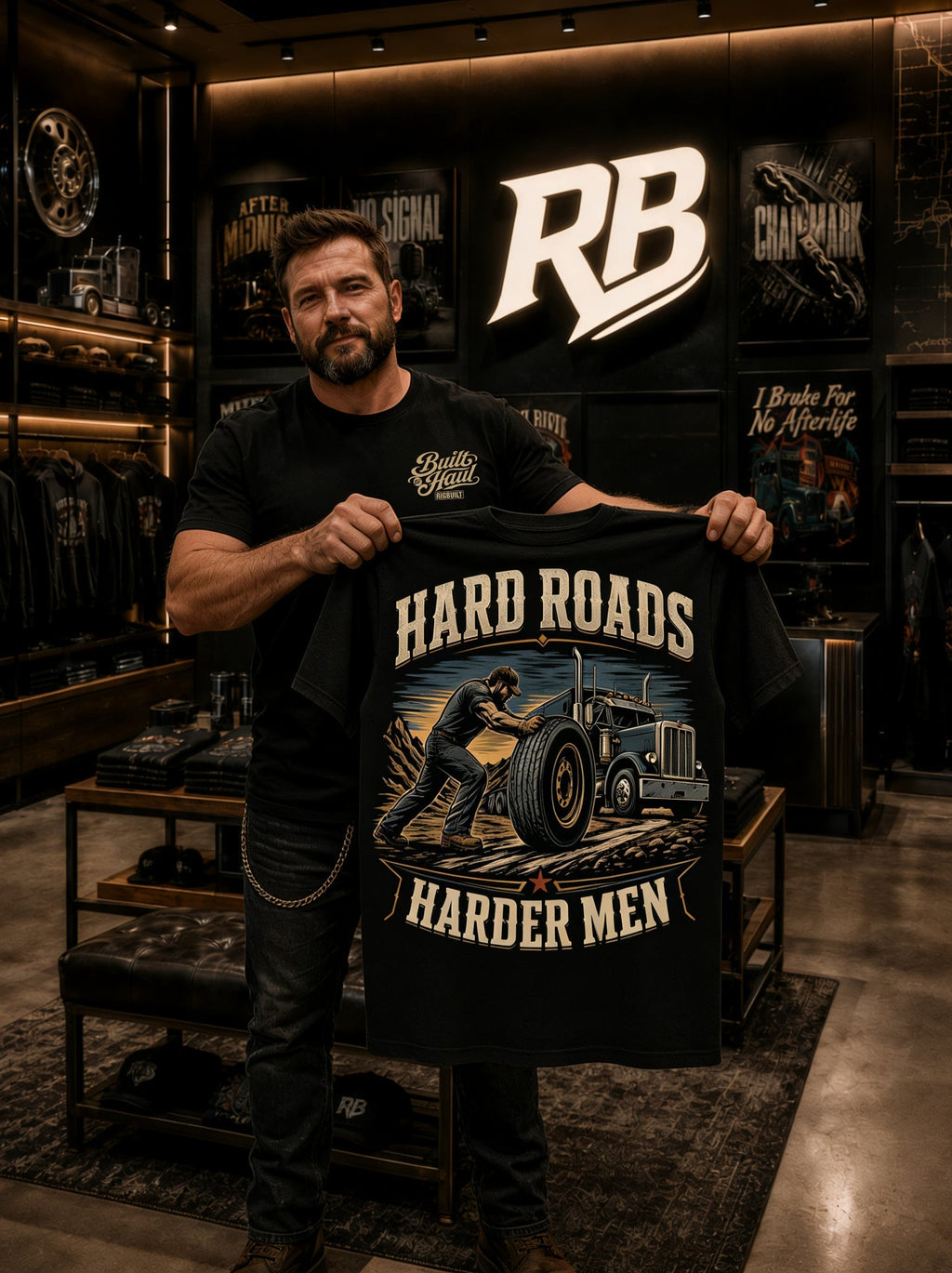 Hard Roads Harder Men – Tee Front