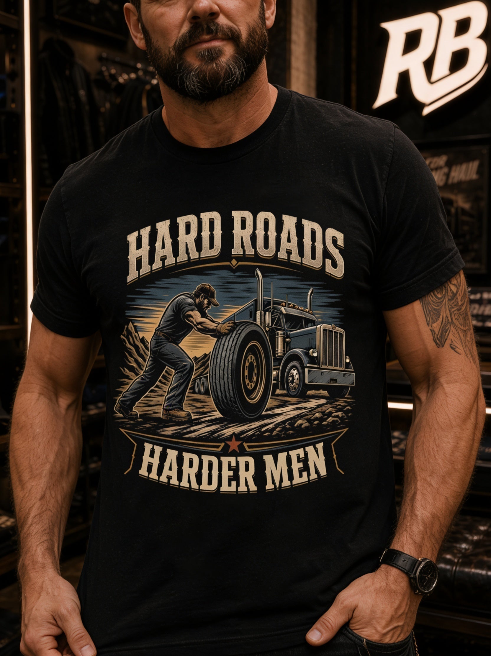 Hard Roads Harder Men – Tee Front