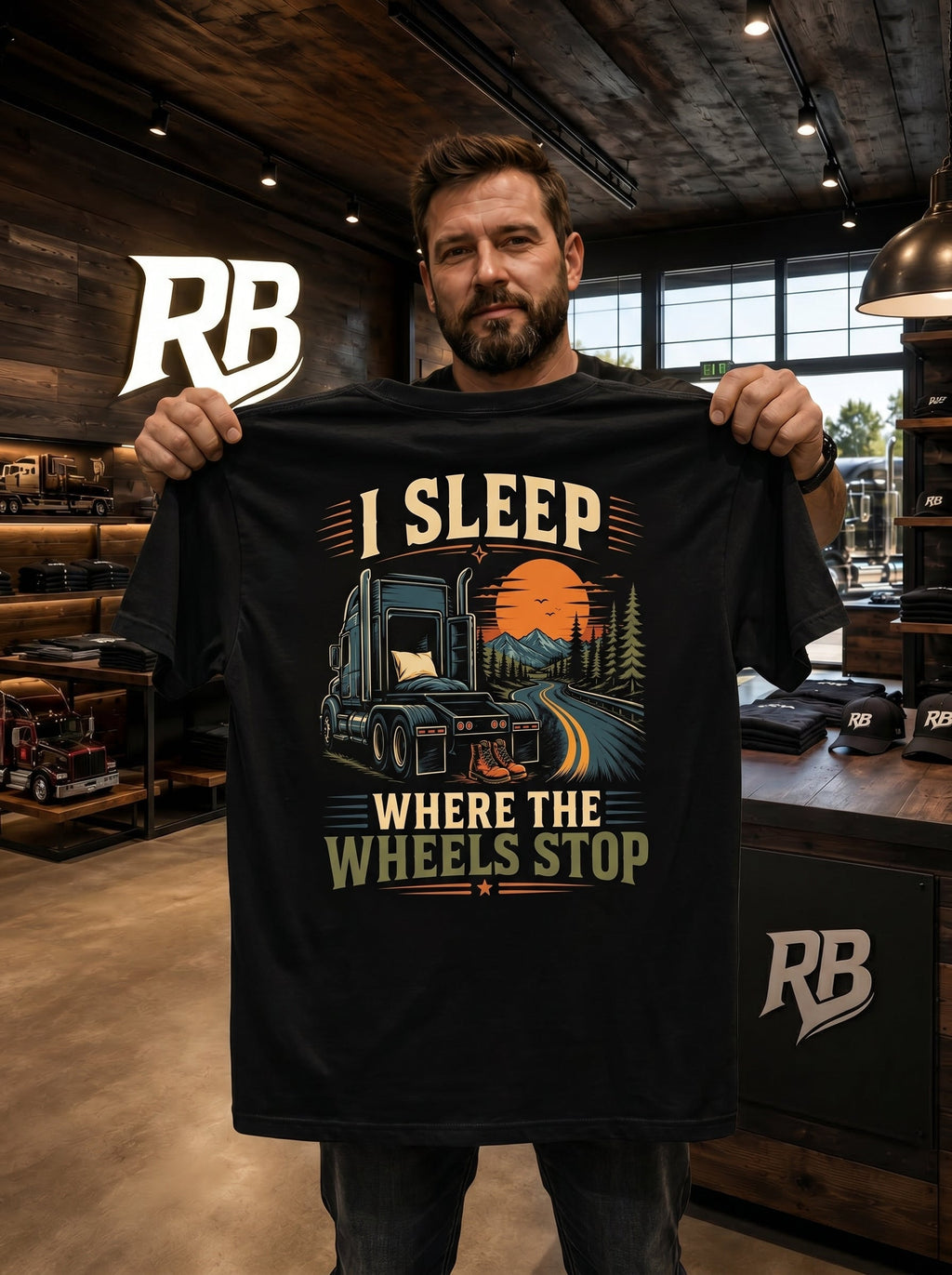 I Sleep Where The Wheels Stop - Tee Front Back