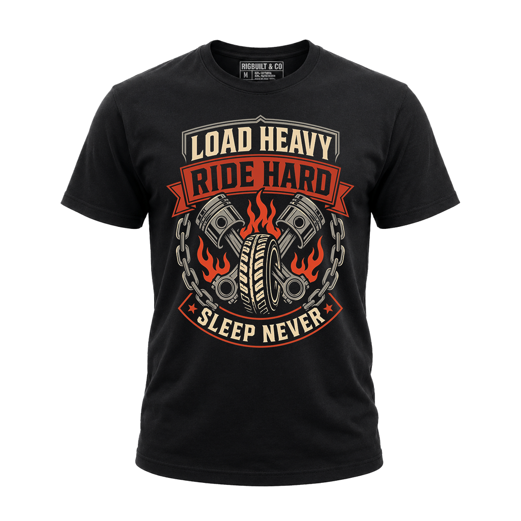 Load Heavy Ride Hard – Tee Front