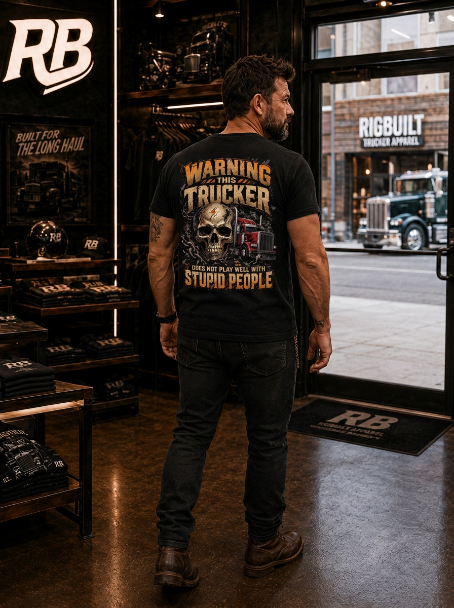Warning This Trucker - Tee Front Back