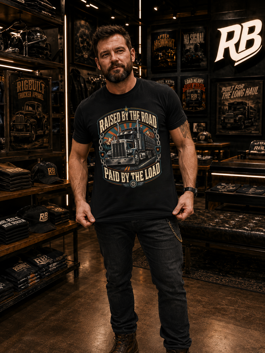 Raised By The Road. Paid By The Load - Tee Front