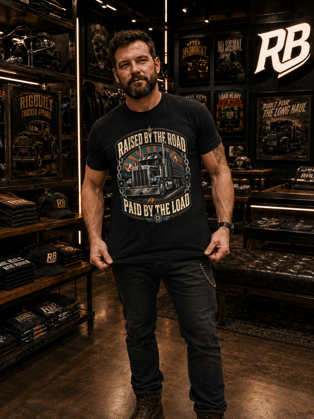 Raised By The Road. Paid By The Load - Tee Front