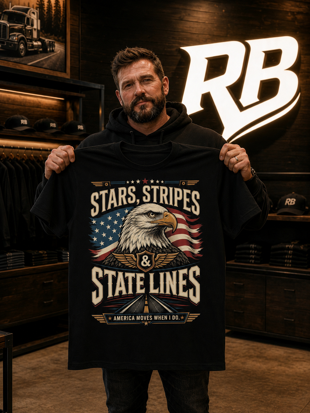 Stars, Stripes & State Lines – Tee Front